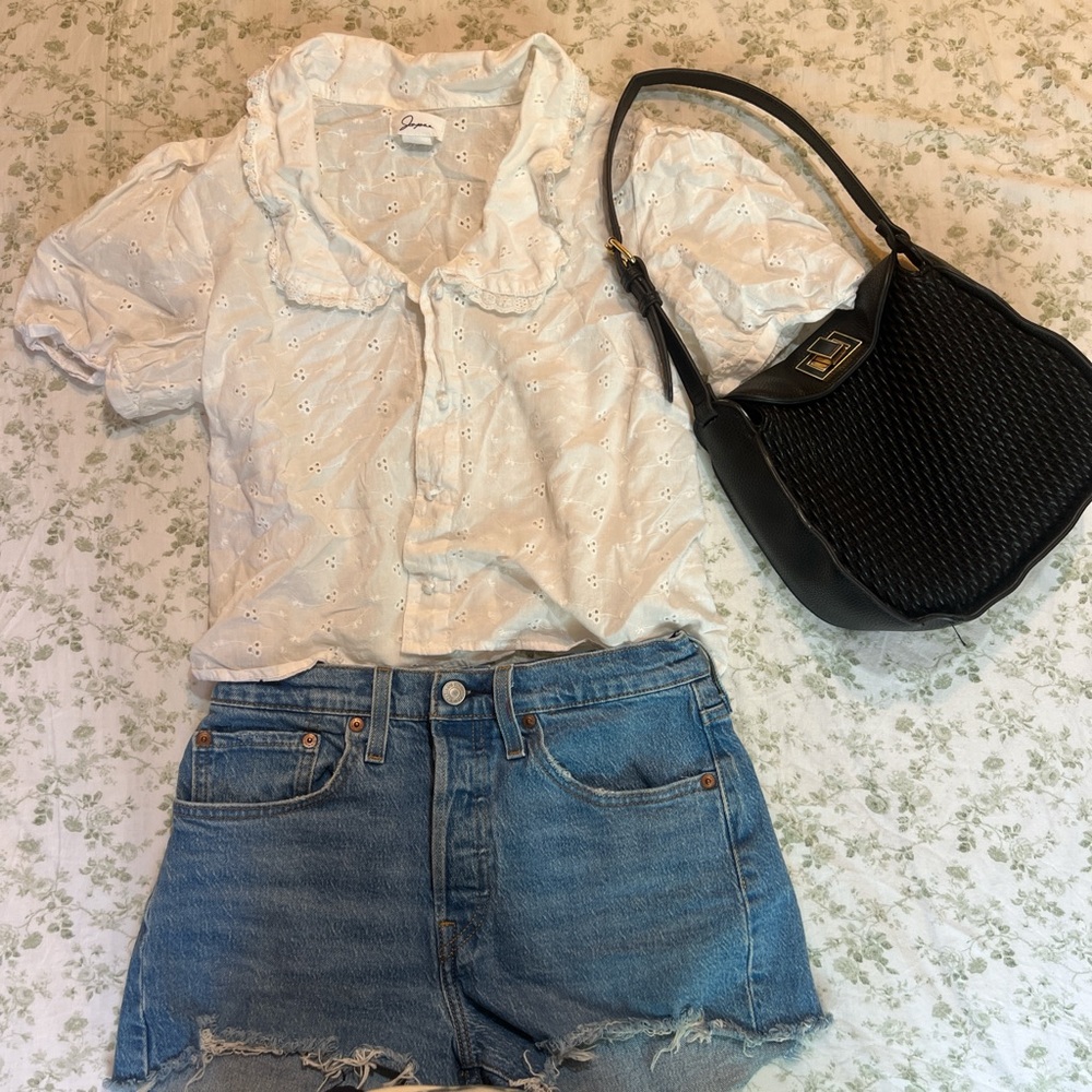 Elegant White Eyelet Blouse